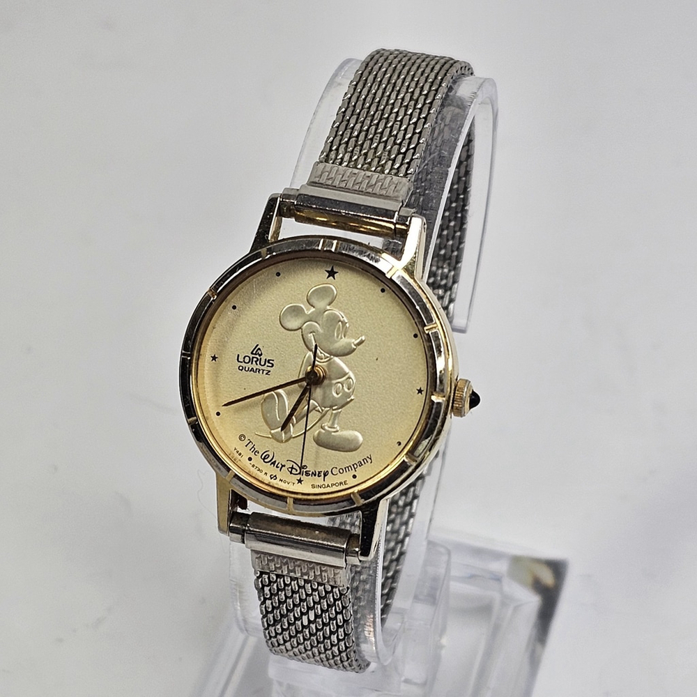 Vintage Lorus Disney Mickey Quartz Watch Y481-1730 Gold Tone Adjustable Strap